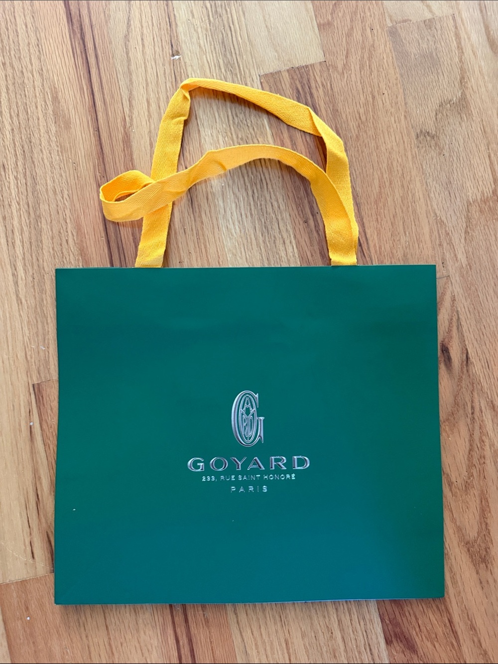 Green Shopping paper Bag with Yellow Handles